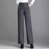 Women's High Waist Cashmere Wool Wide Leg Pants - Spring/Autumn Floor-Length Draping Trousers