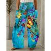 Plus Size Fashion Women  Casual Loose Christmas Printing Long Wide Leg Yoga Pants Pocket Lounge Pants Pajama Pants