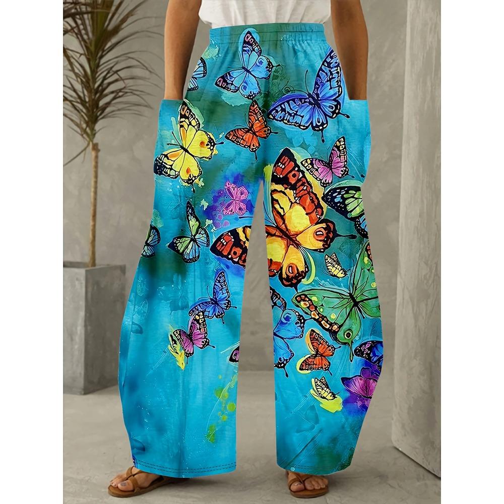Plus Size Fashion Women  Casual Loose Christmas Printing Long Wide Leg Yoga Pants Pocket Lounge Pants Pajama Pants