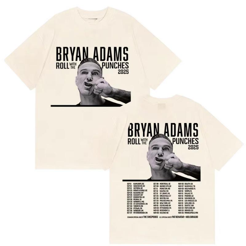 

BRYAN ADAMS ROLL WITH THE PUNCHES TOUR 2025 Merch T Shirts Men s Hip Hop Pop Music Retro Cotton Short Sleeve T-shirt Streetwear S разноцветный