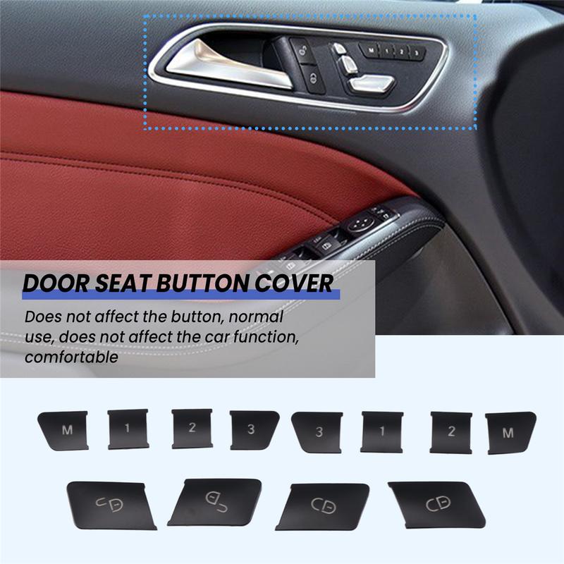 12Pcs Car Door Seat Memory Lock Switch Buttons Stickers Cover Trim for Mercedes Benz a B C E Class CLA GLA GLE GL GLS ML