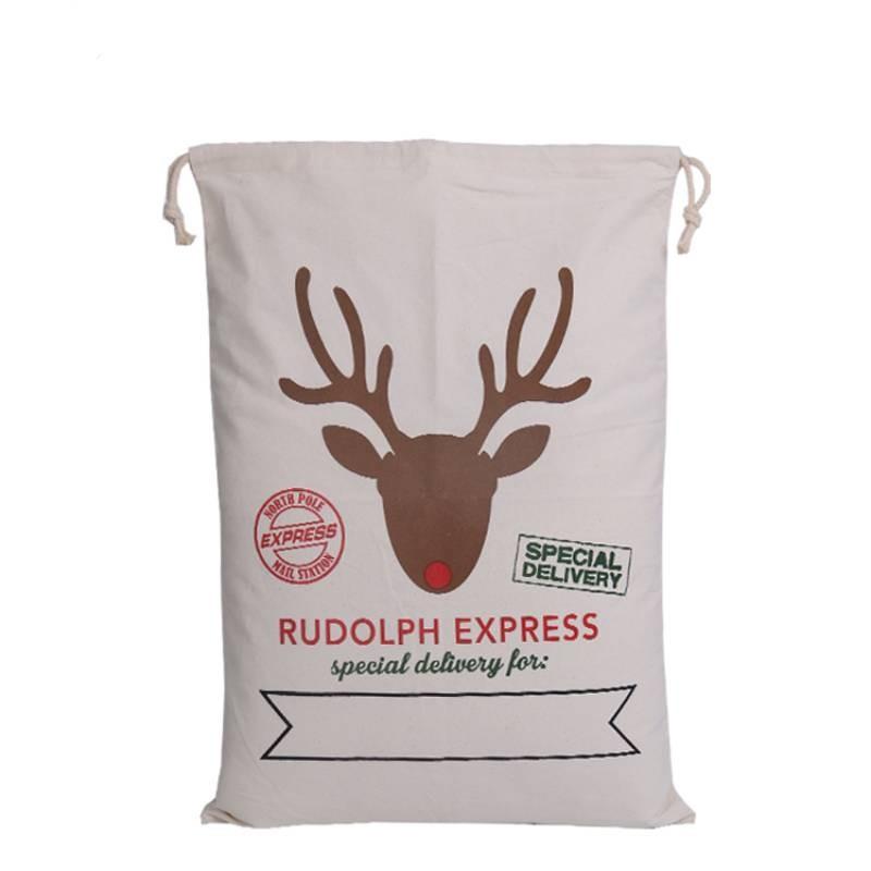 Large Merry Canvas Christmas Santa Sack Xmas Stocking Reindeer Gift Storage Bag