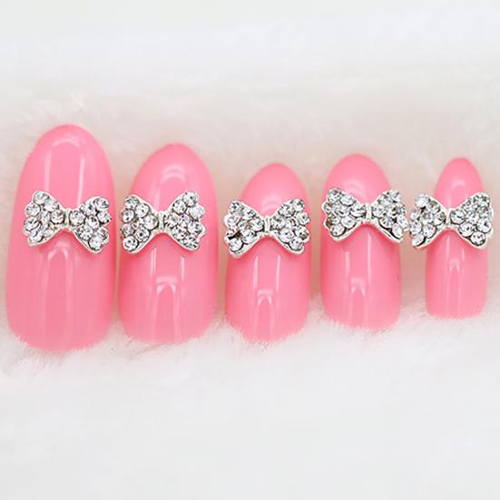 10Pcs 3D Glitters Rhinestone Alloy Bowknot DIY Decal Nail Art Tips Stickers