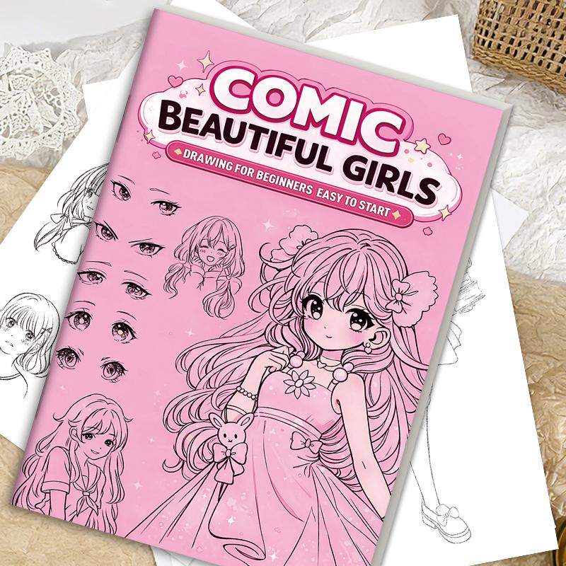 Libro de Dibujo de Cómics para Niñas 32 Páginas Libro de Bocetos de Arte de Dibujos Animados Principiantes Libro de Trabajo de Dibujo Paso a Paso