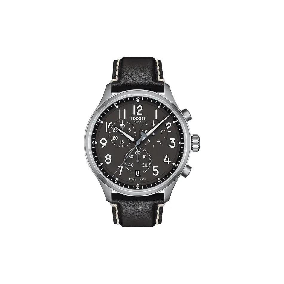 

TISSOT Quartz Movement 100m Water Resistance Men s Watch 45mm Black Dial Steel Watch Case Genuine Leather Strap T116.617.16.062.00 Black Dial