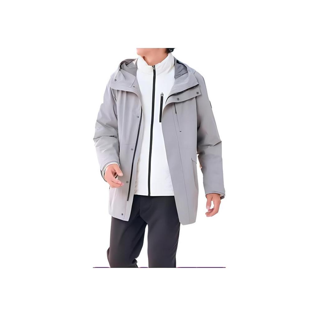Skechers Solid Color Outdoor Warm Two-Piece Jacket Men jackets Quiet-Gray L423M169-00AV