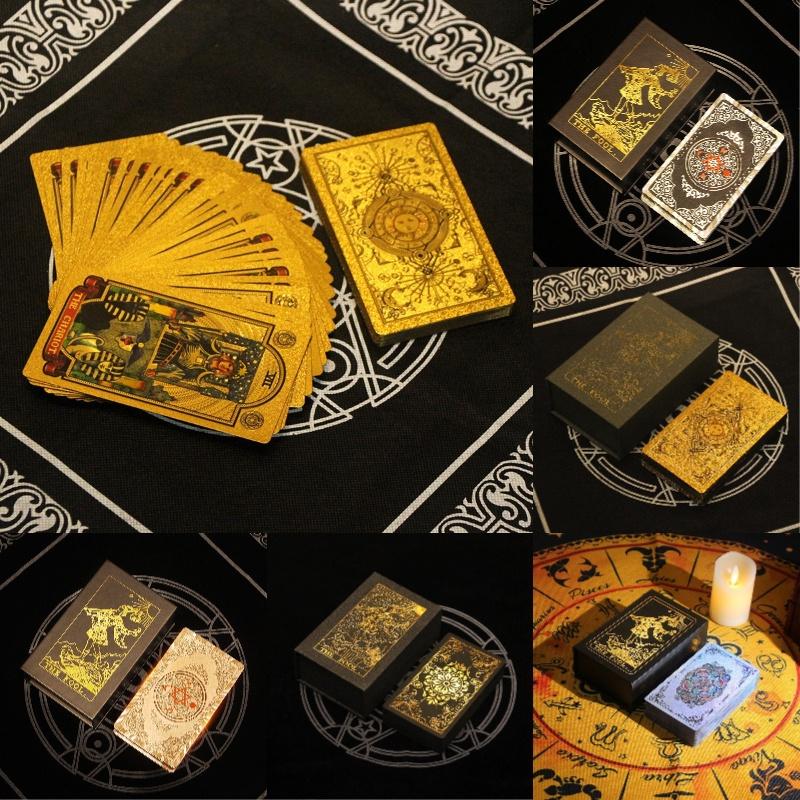 New Arrival Tarot Cards With Gold Foil Waterproof Plastic Pvc Playing Cards For Tabletop Games