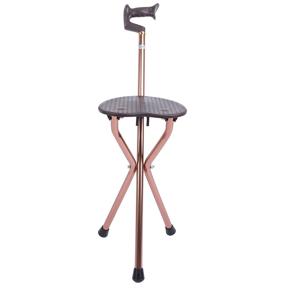 Three Legged Elderly Non?Slip Cane Stool Folding Outdoor Retractable Walking Stick Chair