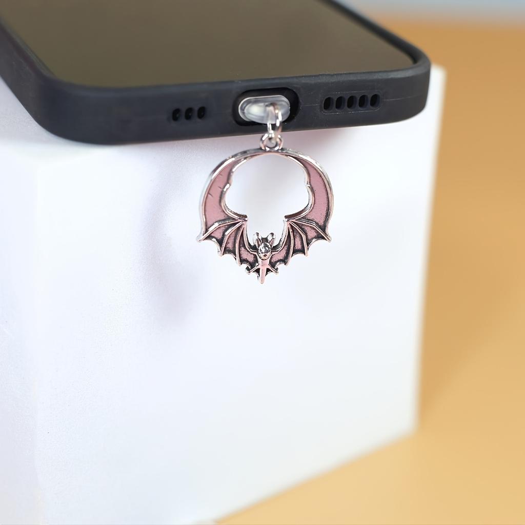 Retro Halloween Nietoperz Wtyczka do Telefonu Jack Ozdobny Wisiorek Akcesorium - Idealny Prezent, Dekoracja Telefonu, Ochraniacz Portu, Straszny Urok