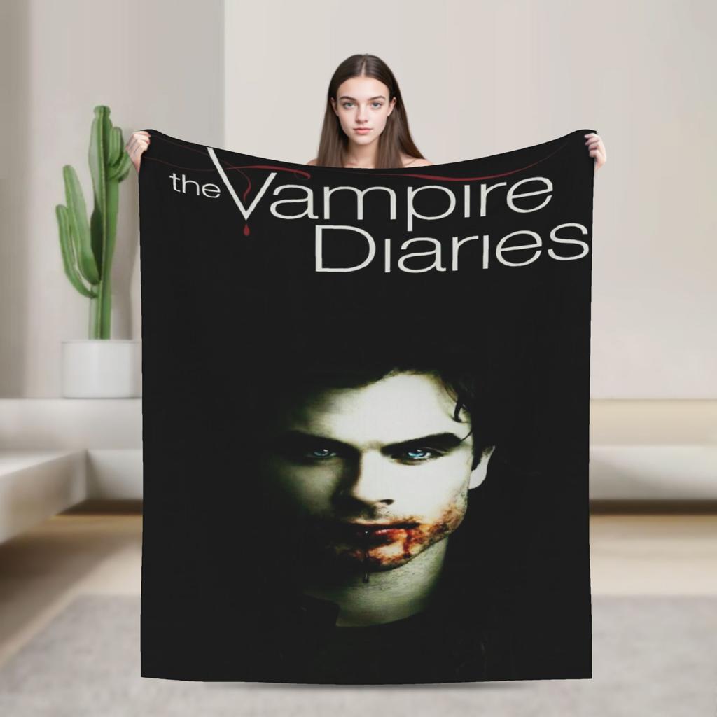 The Vampire Diaries Damon Salvatore Serie TV Coperta Decorativa in Flanella Plaid per Arredamento Casa Calda Morbida Copriletto Regalo