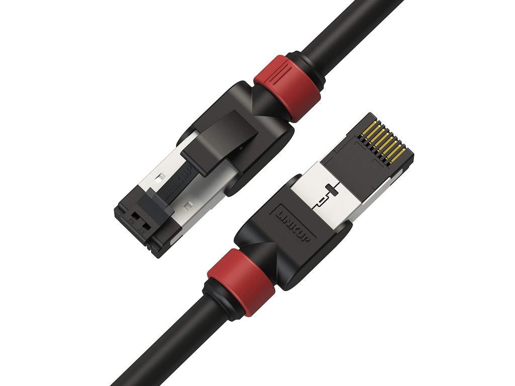 LINKUP Cat7 LAN Cable 10 Gigabit RJ45 Connectors with Double Shielded Ethernet for and Internet Category 7 Network Cable Cable 40G 26AWG Black [Versiv
