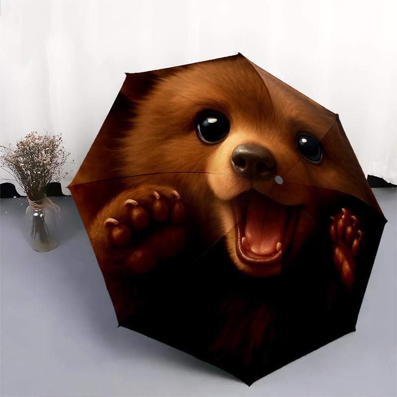 1 st Automatiskt Fällbart Paraply - Tecknat Mönster, Bärbar & Vikbar Design med 8 Ribbor, Jul- Födelsedagspresenter