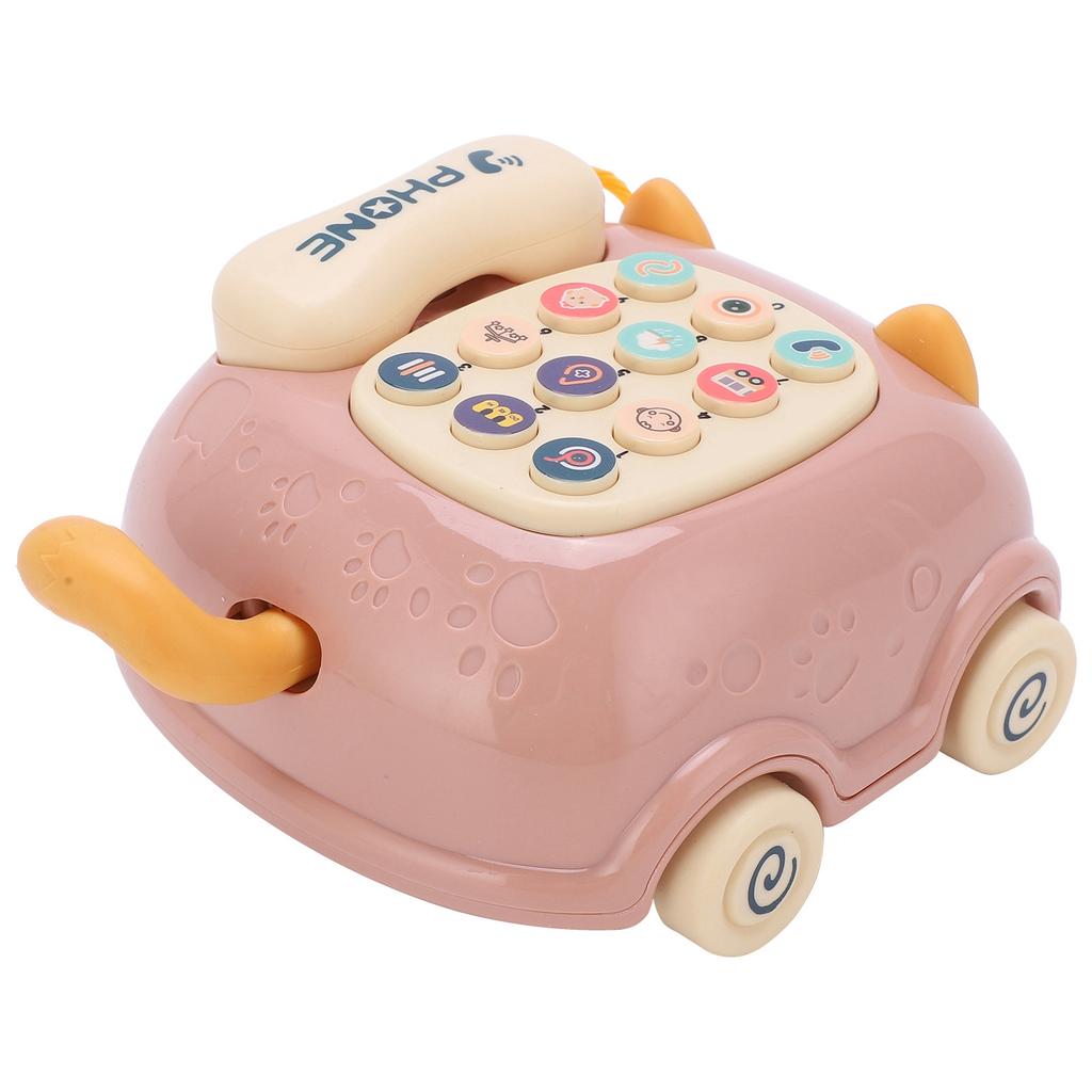Kids Cute Mobile Phone Toy 16 Different Functions Children Simulation Cat Phone CarPink
