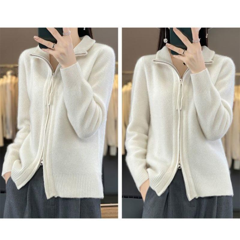 Svetry Kardigan Stojáček Dámské Pletené Kabáty Klopa Teplý Svetr