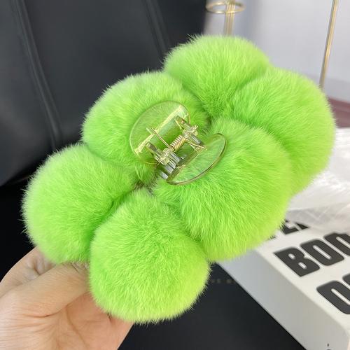 Rex Rabbit Fur Ball Large Hairpin Head Online Celebrity Cute Plush Catch Clip Hair Accessories Autumn and Winter Korean Hair Catch Headdress.