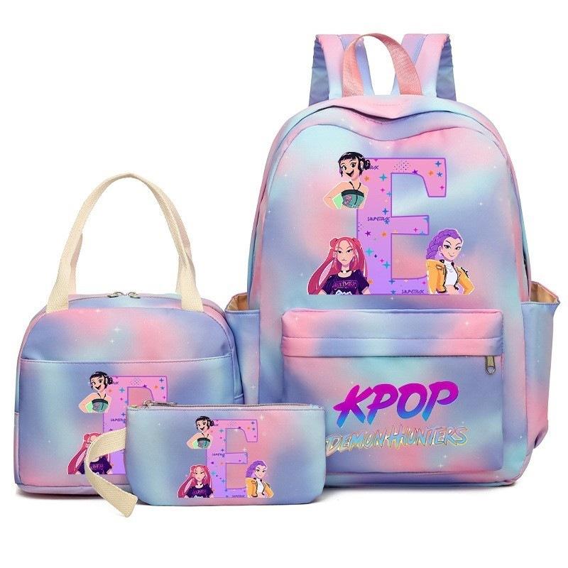 Witch Hunters Backpack Three-Piece Large Capacity Backpack Kpop Demon Hunter Peripheral Bag School Bag