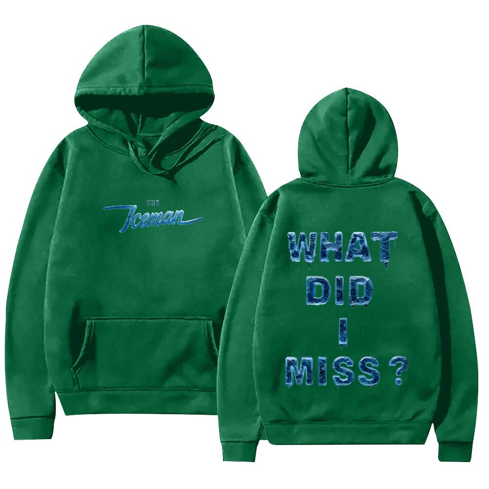 

Drake ICEMAN “What Did I Miss” Hoodie Double Side Frozen Letter Graphic Pullover Cold Aesthetic Streetwear Unisex Loose Clothes XS темно-зеленого