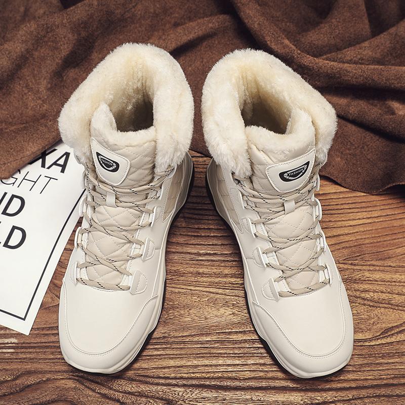Men's Winter Snow Boots with Fleece and Warmth, High-top Cotton Boots with Integrated Fur, Anti-slip and Cold-proof Features