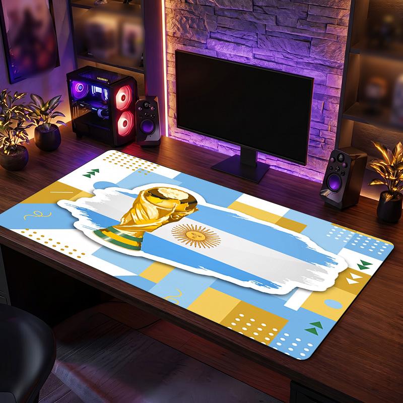 Tappetino Mouse Scudo Calcio Argentina, Tappetino da Scrivania Esteso Antiscivolo in Gomma per Gaming Ufficio Laptop Regalo per Fan