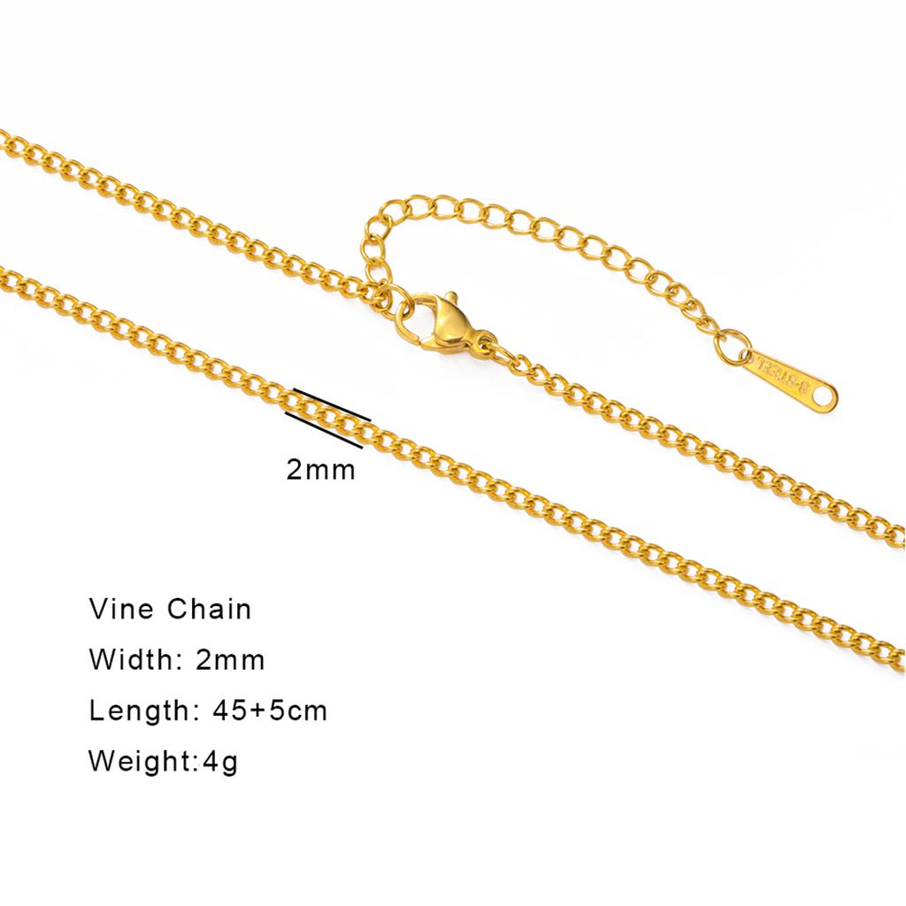 EUEAVAN 2MM Link Chain Basic Necklace For Woman Men Stainless Steel Trendy All-match Adjustable Chain DIY Jewelry Accessories
