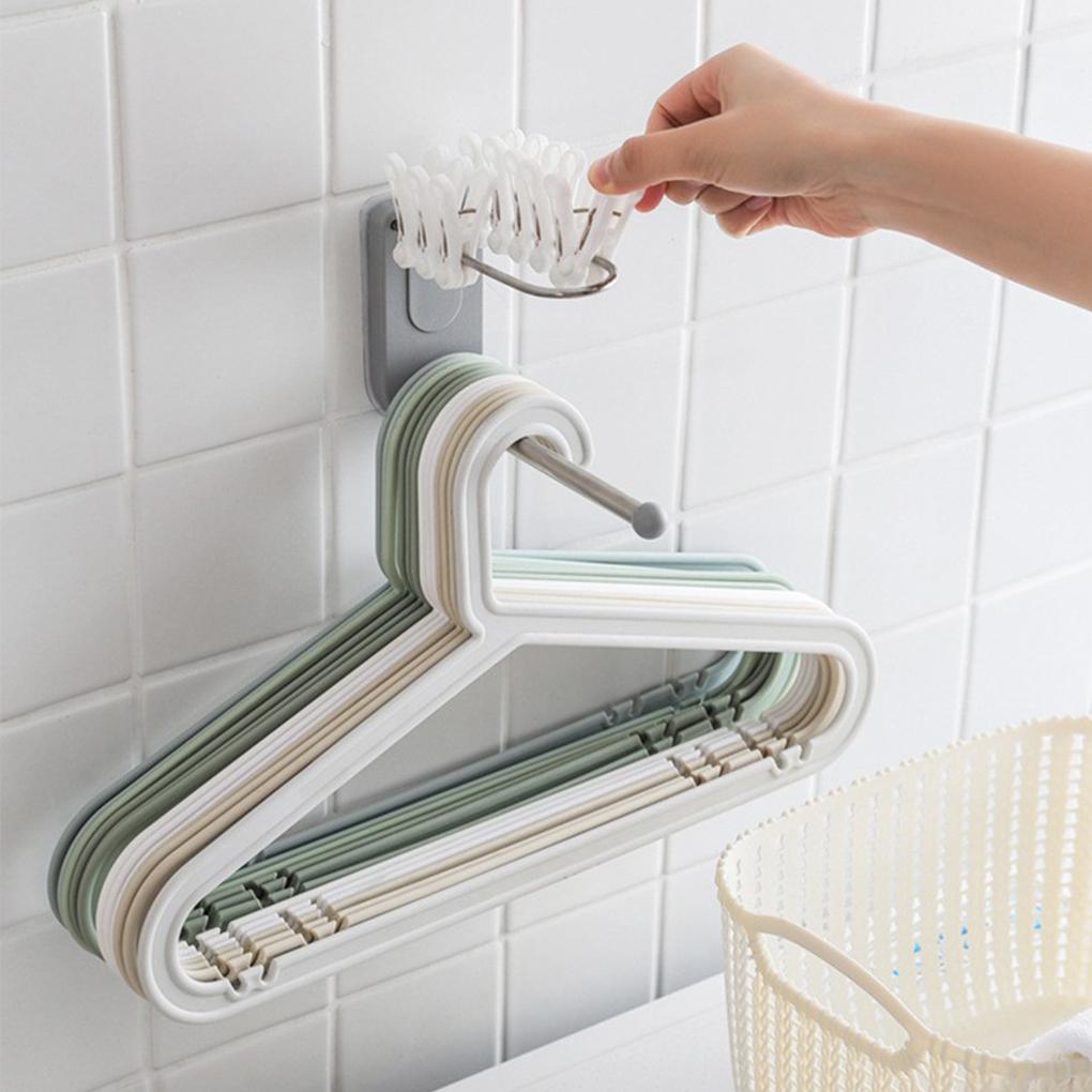 Clothes Hanger Wall Mounted Plastic Household Laundry Room Hanging Coat Drying Holder Stand Punch Free Organizer Hook