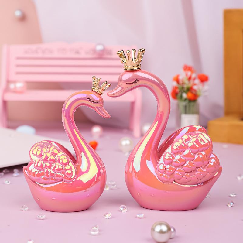 

Язык любви Фигурка лебедя, Милая пара лебедей Полимерная кукла, Настольное украшение для дома, машины, Подарок для девочек Electroplating powder