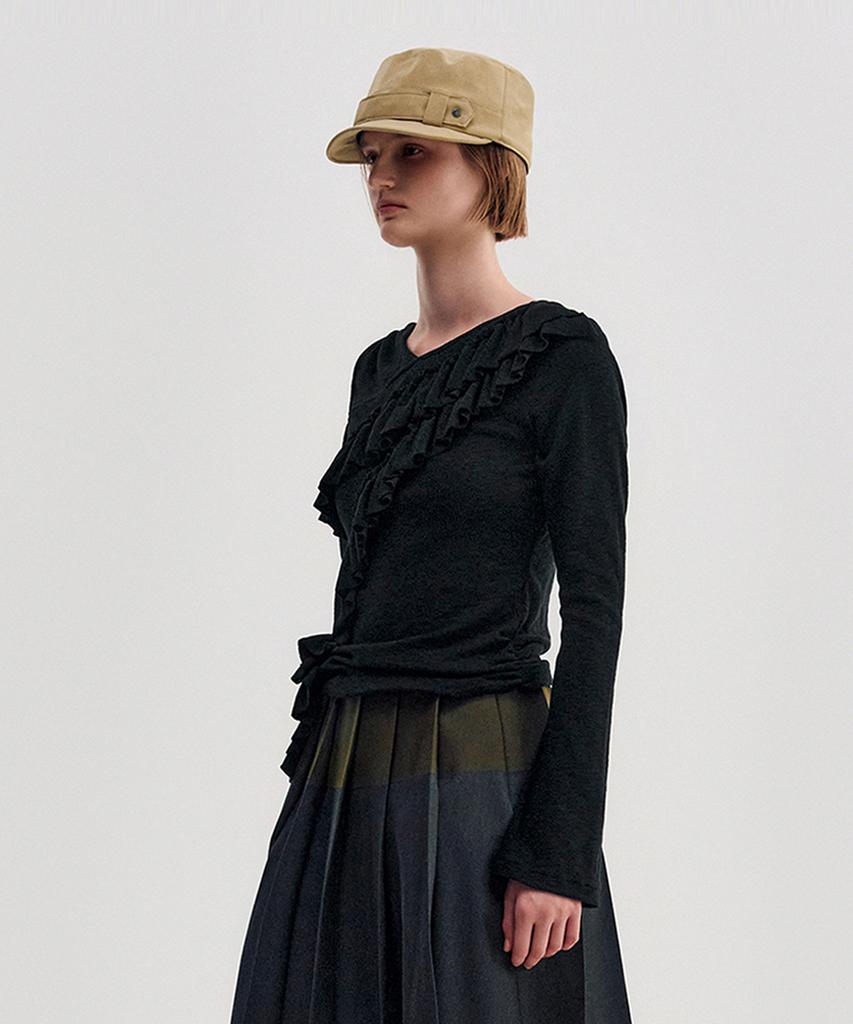 Kimjisu Suede-Touch Belted Military Cap _ Beige