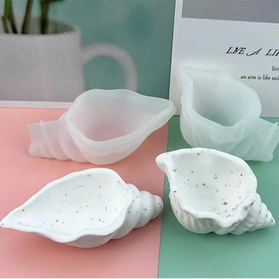 2PC  Conch Flowerpot Silicone Molds, DIY Sea Shell Secented Candle Jar Mold Storage Box, Concrete Gypsum Resin Mould, Home Decor Craft