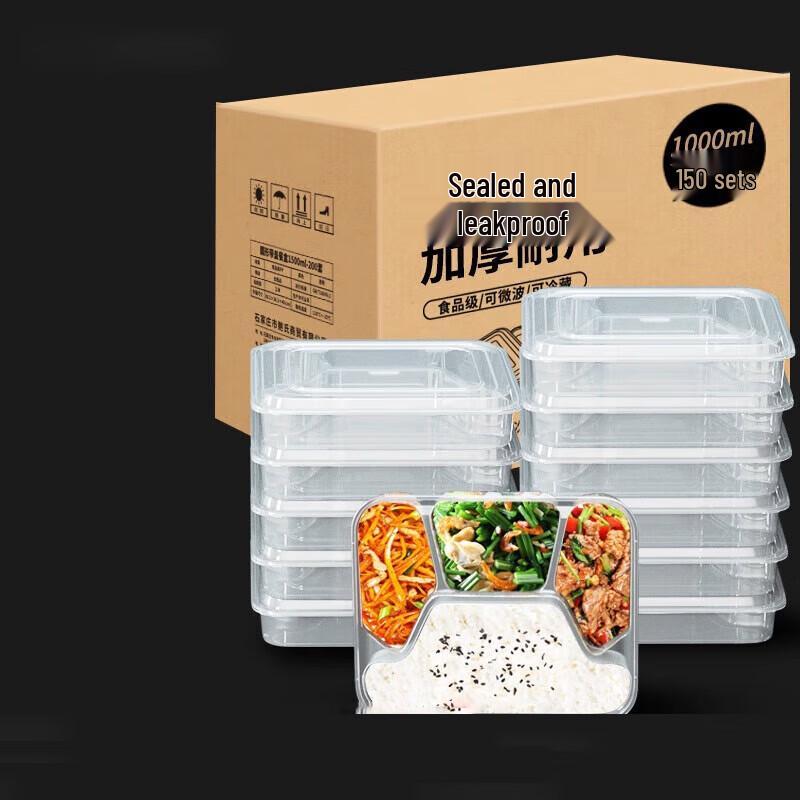 USAN HOME Disposable 4-Compartment Meal Prep Containers with Lids