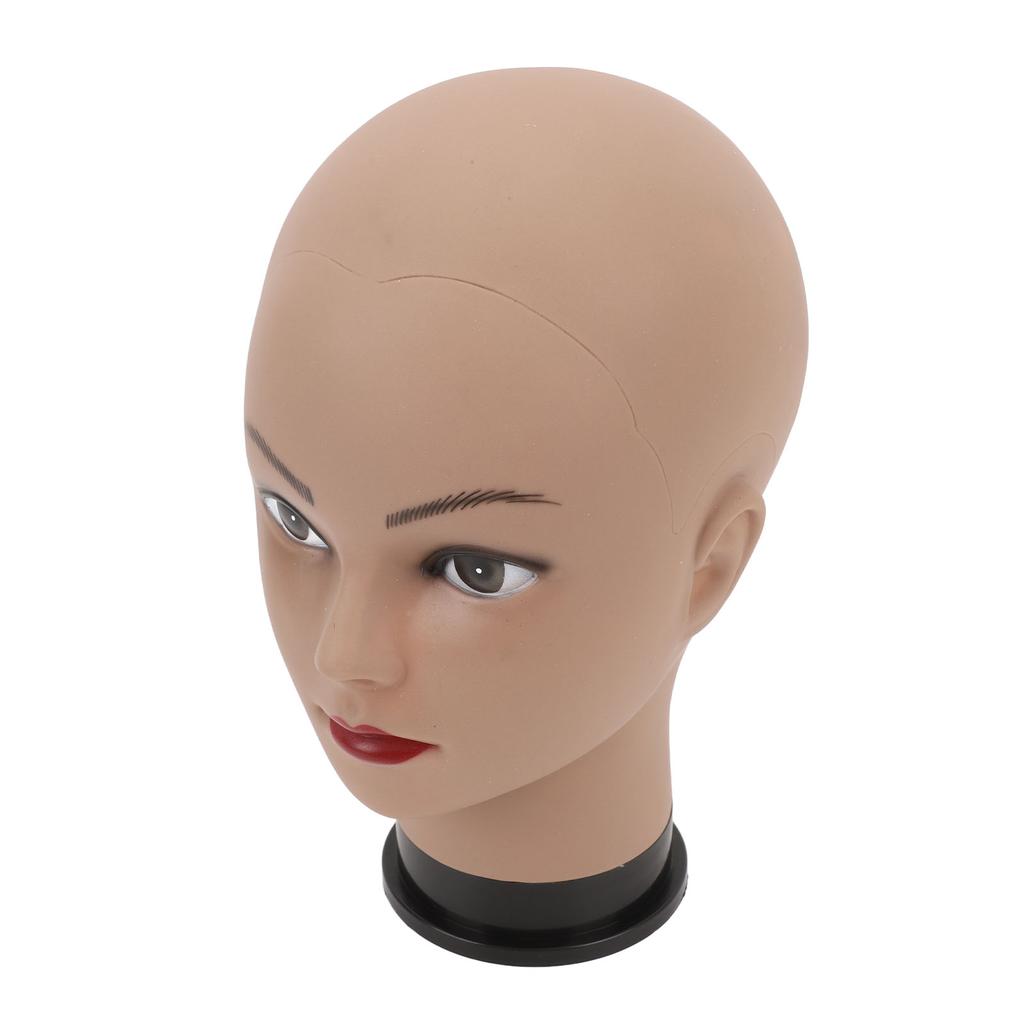 Bald Mannequin Head with Makeup Black Skin Female Professional Cosmetology Head for Wig Making