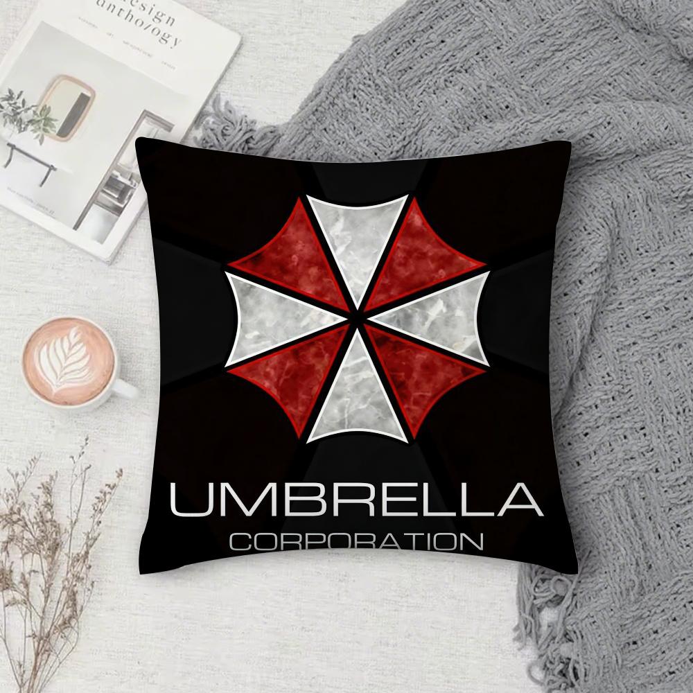 Game R-Resident E-Evil U-Umbrella Pillow Case Square Double-Sided Printing Short Plush Sofa Cushion Cover Bedroom Bedside Pillow