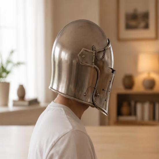 Visored Barbuta Knight Helmet – 18 Gauge Steel Crusader Armor for Cosplay, LARP