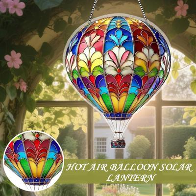 Hot Air Balloon Lantern Pendant Hot Air Balloon Sun Catcher Acrylic 2D Decorative Colorful Lawn Ornaments Charming For Window