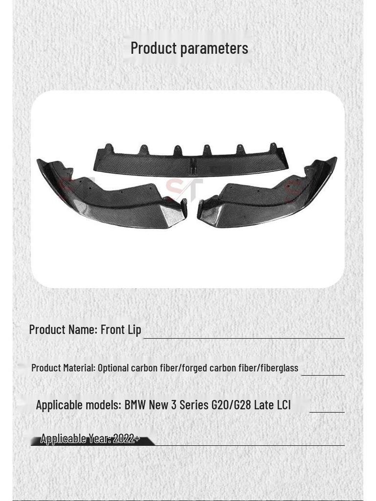BMW 3 Series G20/G28 Carbon Fiber Front Lip Spoiler & Bumper Diffuser - AD Style