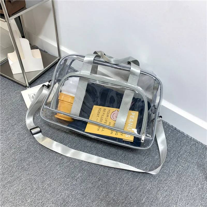 Trend Transparent Trip Beach Sling Carry Bags Roomy PVC Sports Jelly Shoulder Bags Compact Toiletry Organizer Handbags