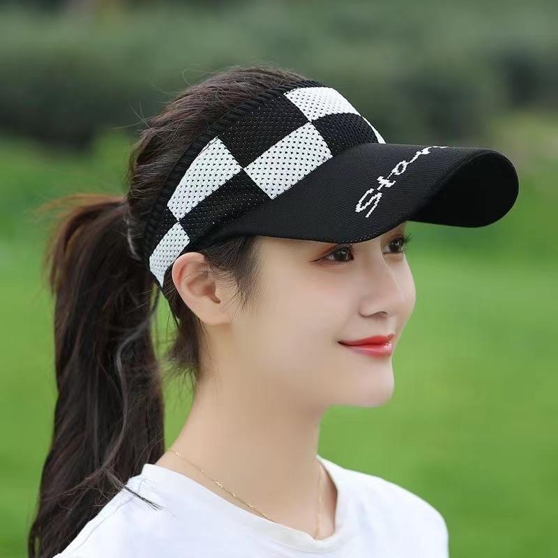 Visor Plus Long 10CM Brim Ponytail Baseball Cap Women Summer Knitted Breathable Golf Beach Hat For Outdoor Sports Empty Top Hat