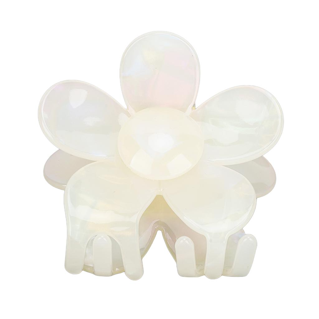 Flower Shape Hair Clamp Acetate Plastic Hair Claw Clip Back Head Headwear for Women Girls Creamy