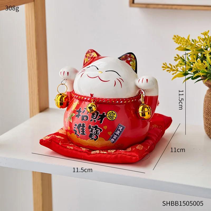 Художественная фарфоровая копилка в виде кошки, накопительная коробка, украшение для домашнего стола, украшения для дома, керамическая копилка в виде кошки для детей красный