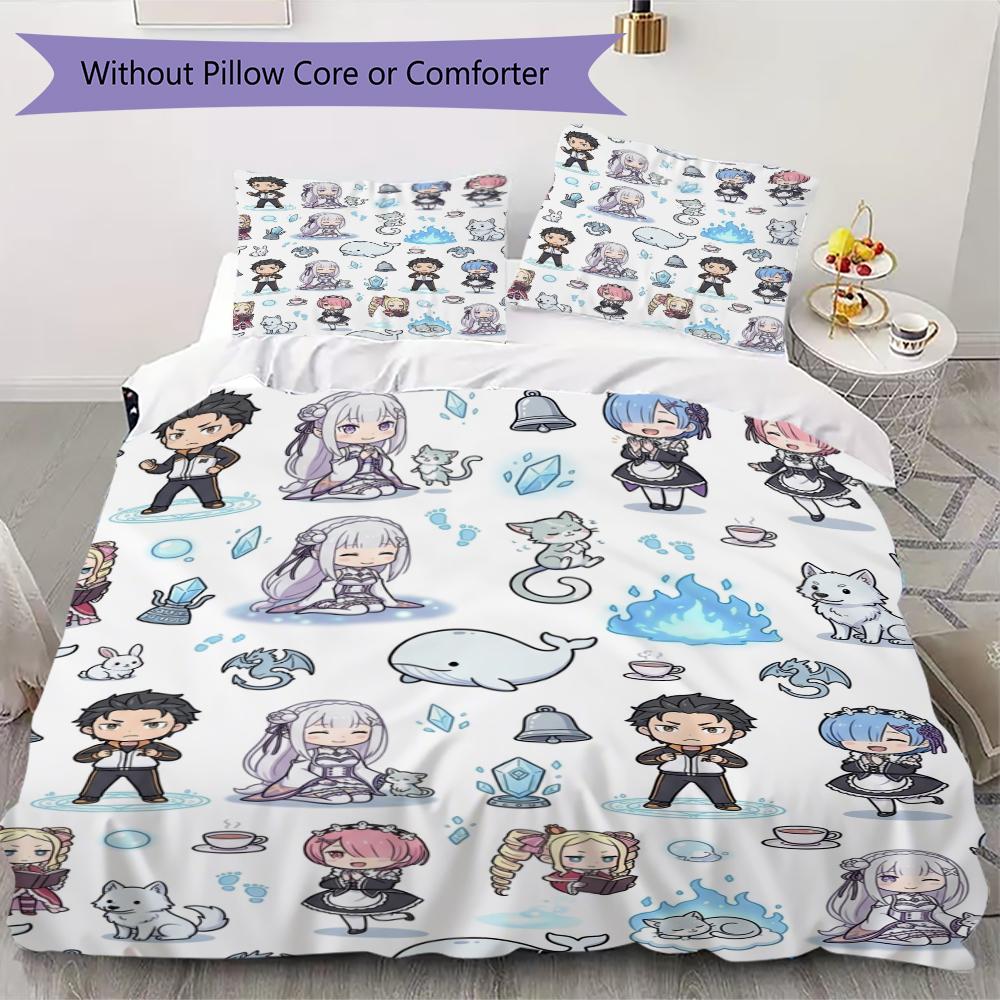 

ReZero Pattern Bedding uilt Set uilt Cover Pillowcase Home Decoration Birthday Gift (1 * duvet cover + 2 * pillowcase without core) 135x200cm