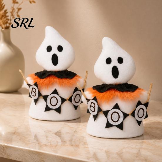 Decorative Ghost Figures for Shelves Halloween Faceless Ornament, Cute Cloth Fabric Ghosts Table Soft Stuffed Ornaments Decoration, BOO Banner Gnomes