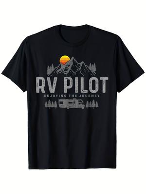 RV Pilot Enjoying The Journey Camping Shirt 2024 Summer Travel Adventure Tee, Funny Christmas Shirts