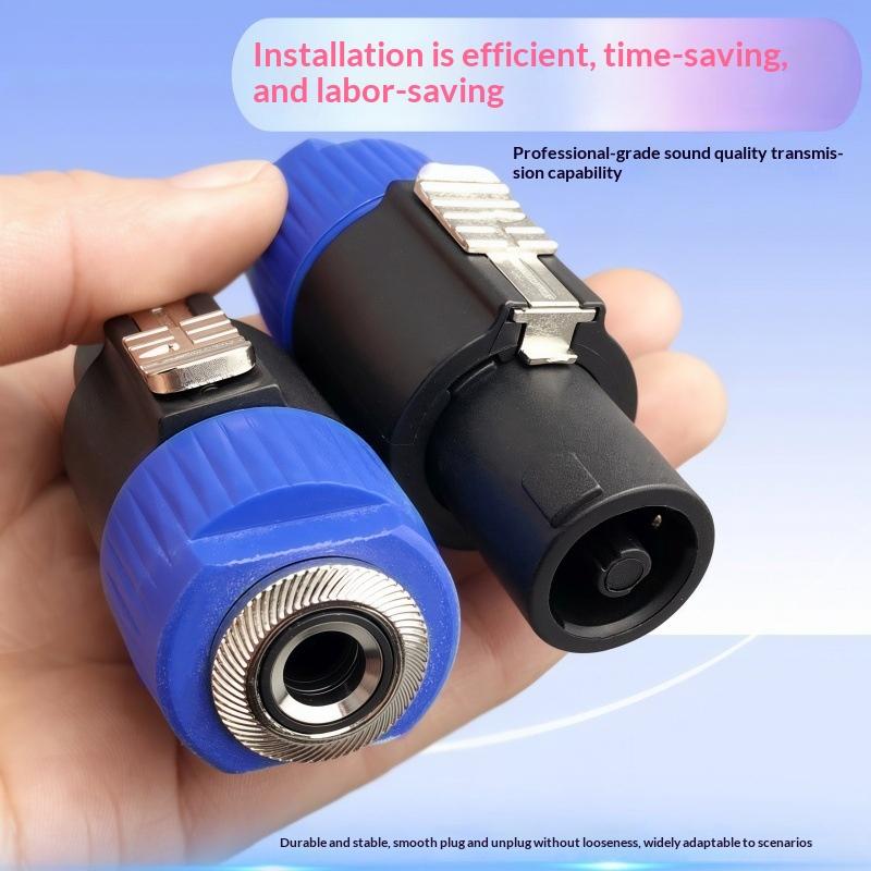 1Pcs Latch Aviation Connector 4-Pole Audio Speaker Plug To 6.5Mm Metal Converter Jack Adapter Male To 1/4" Ts Female Nl4Fc