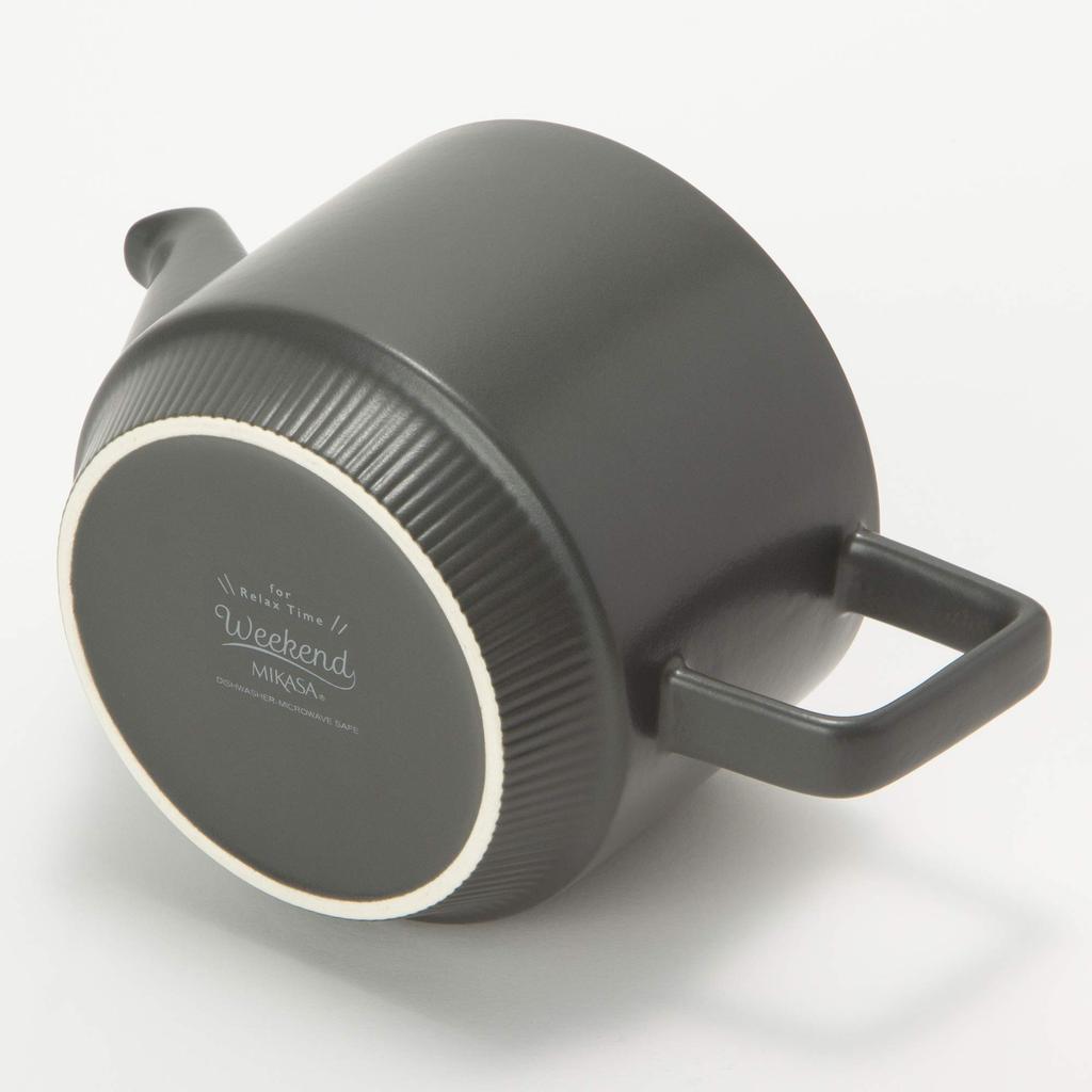 MIKASA Teapot, Weekend, Gray, Diameter 13.3 x Depth 10.4 x Height 10.7 cm, 550ml, Microwave, Dishwasher, and Oven Safe, T-789483