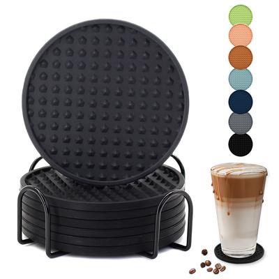 5 Pcs Silicone Drink Coasters  Heat Resistant Cup Dish Drying Mat Tabletop Protection Non-Slip Coasters for Drinks