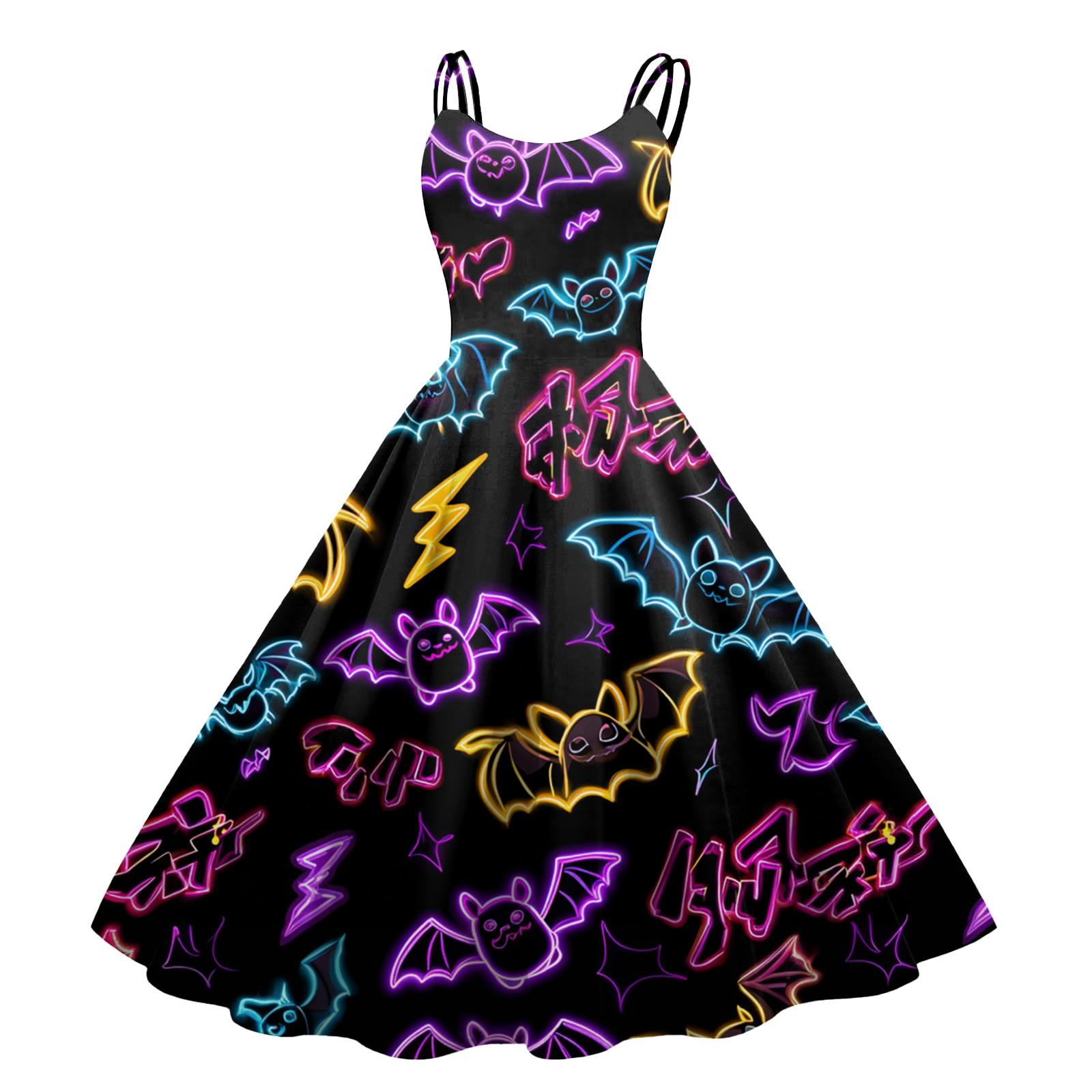 

Женское сексуальное платье с принтом на Хэллоуин, с открытыми плечами, в стиле панк, винтаж XL