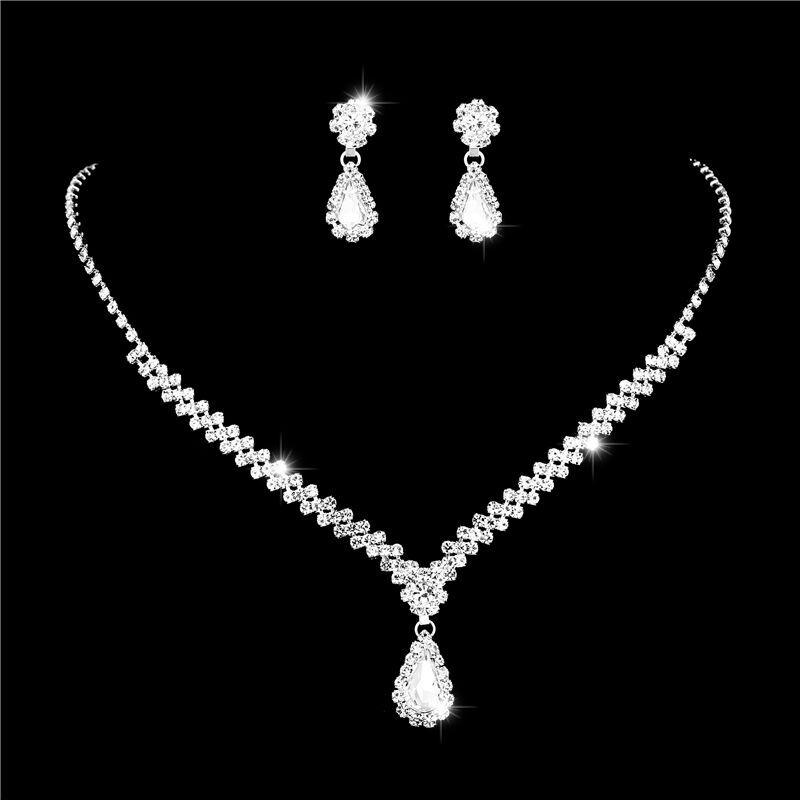 Elegante Set di Collana e Orecchini con Strass per Matrimoni