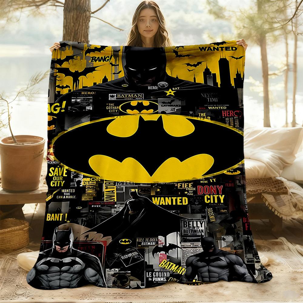 1PC Batman, Gotham City Outdoor Blanket Lightweight Flannel, Soft & Warm, All-Season Use for Sofa, Outdoor, Camping, Living Room, Office13