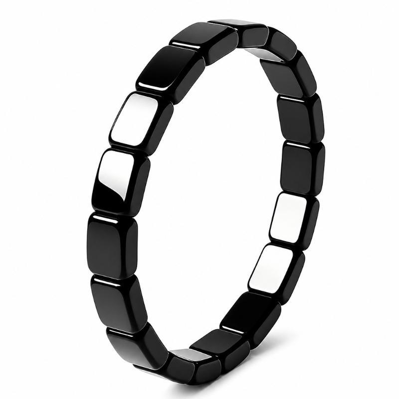 Hematite Beaded Bracelet for Men Natural Stone Stretch Healing Jewelry for Anxiety Relief Office Daily Wear