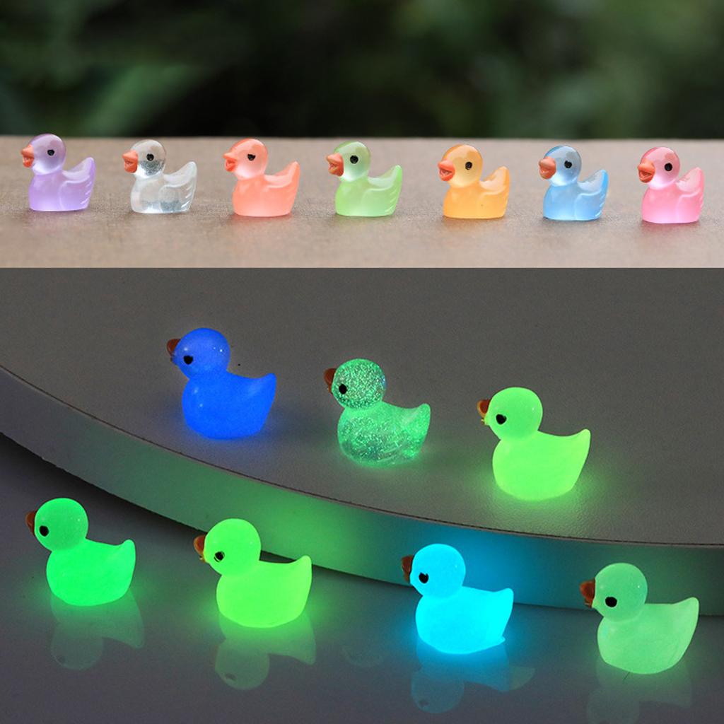Glow In The Dark Mini Ducks, Luminous Miniature Duck Figurines for Fairy Garden Terrarium, Moss Landscape Home Decor
