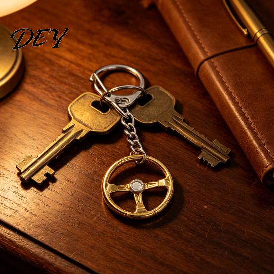 Wear Resistant Key Chain Steering Wheel Keychain for Backpacks, Metal Car Ring Holder, Decorative Handbag Charm Pendant Lovers
